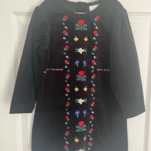 Hanna Andersson Black Dress with Floral Embroidery